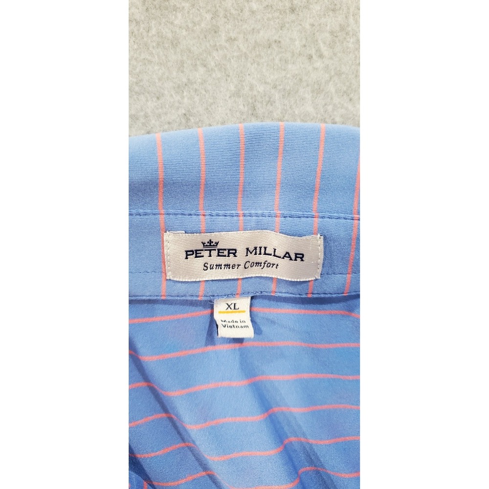 Peter Millar Halifax Stripe Stretch Polo Summer Comfort XL Blue Pink‎ - Picture 6 of 7